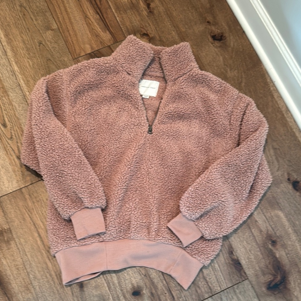 Cozy Pink Quarter-Zip Sweater